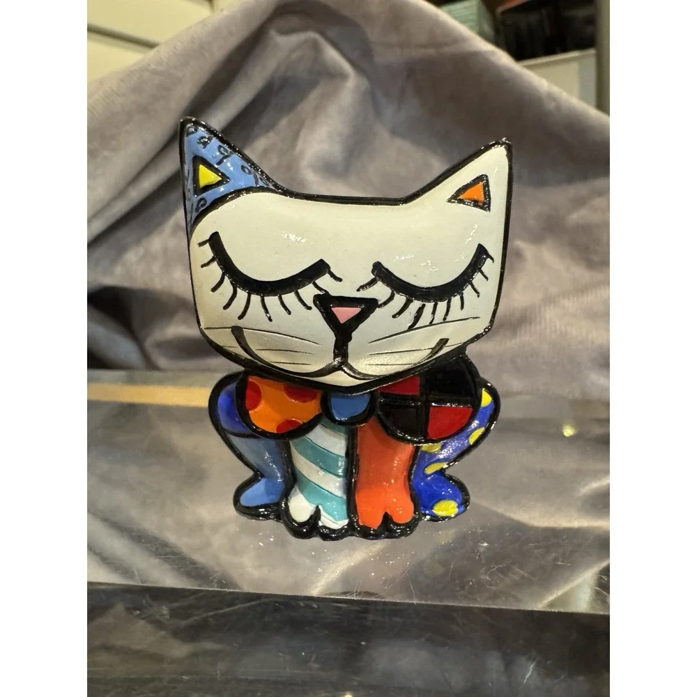 Romero Britto Mini Cat Sugar 3D‎ Figure 14072 Rare Retired 2010 Collectible